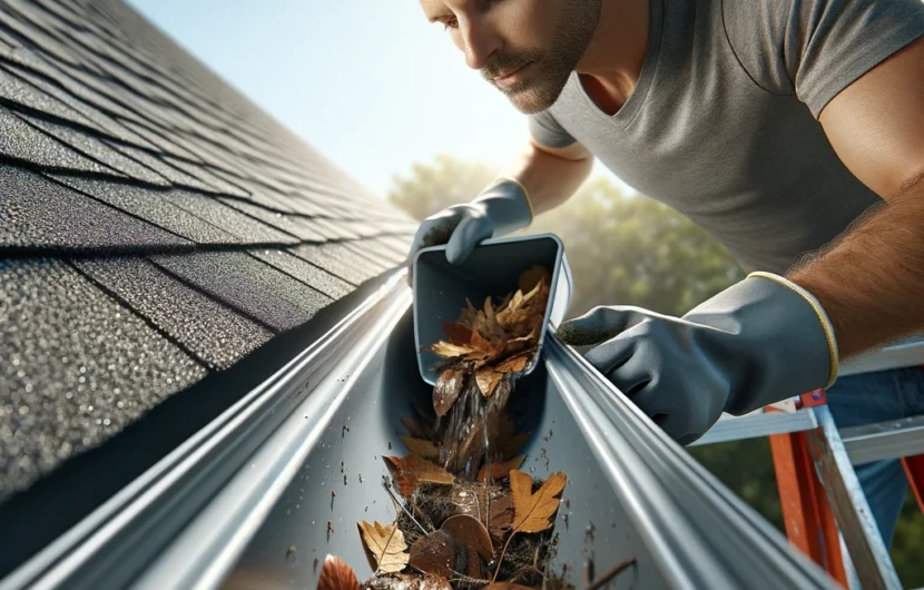 image of roof gutter cleaning