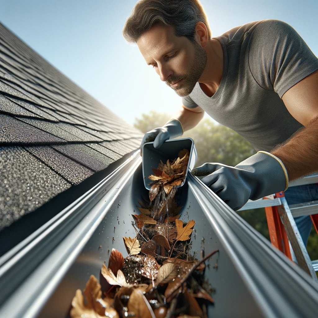 image of roof gutter cleaning