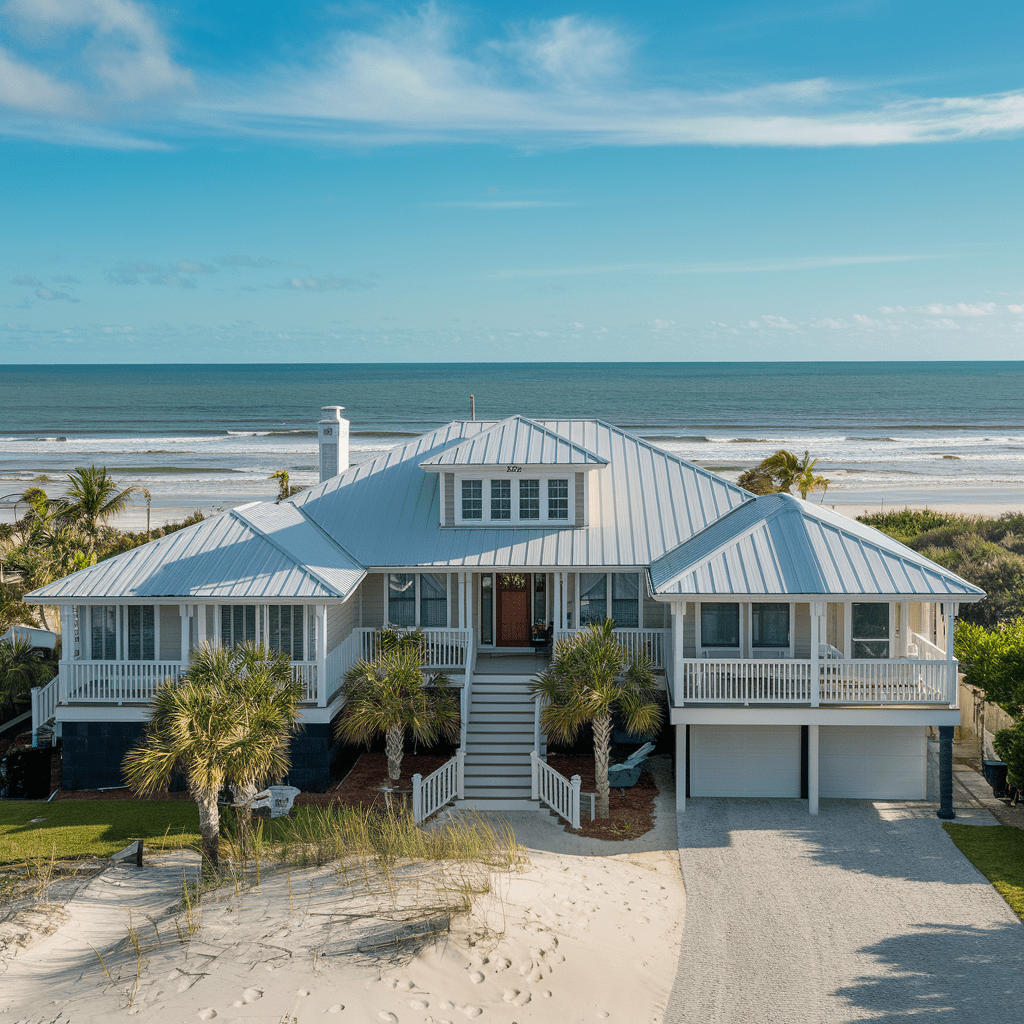 image of beach house with metal roof in Tampa Bay