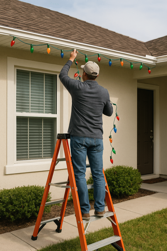 image of hanging Christmas light in Tampa Florida