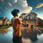 Central Florida homeowner documenting roof damage for insurance claim