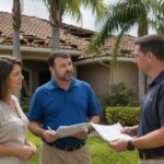 Tampa Bay homeowner reviewing roof damage estimates from insurance adjuster and roofing contractor